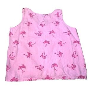 Vintage cottonseed tank top palm tree print sleeveless‎ pre-shrunk cotton M USA
